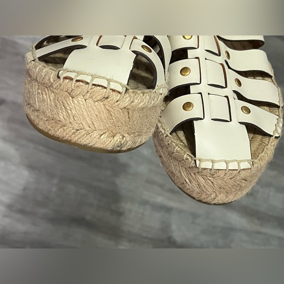Tory Burch Cream Leather Studded Espadrilles - Picture 4 of 6